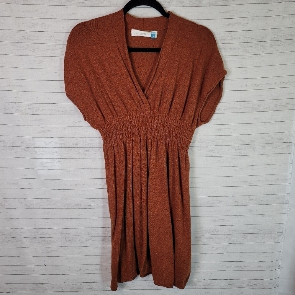Anthropologie Sparrow Wool Angora Cashmere Blend Rust Sweater Dress, Sz Small